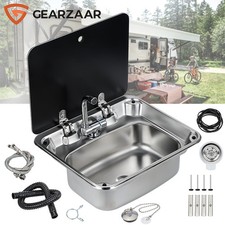 Stainless Steel Campervan Sink + Hot Cold Tap Kit For Camper Caravan Kitchen New