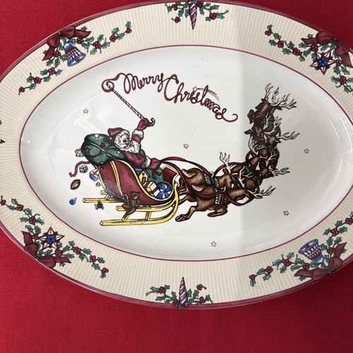 Vintage Fitz and Floyd Santa's List Weihnachten ovale Servierplatte 1994 - Bild 2 von 21