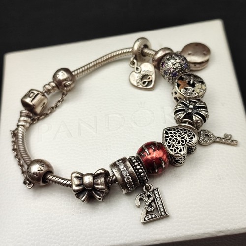 Pandora Armband Silber Mit 11 Charms & Box / Etui  Bracelet silver 925 