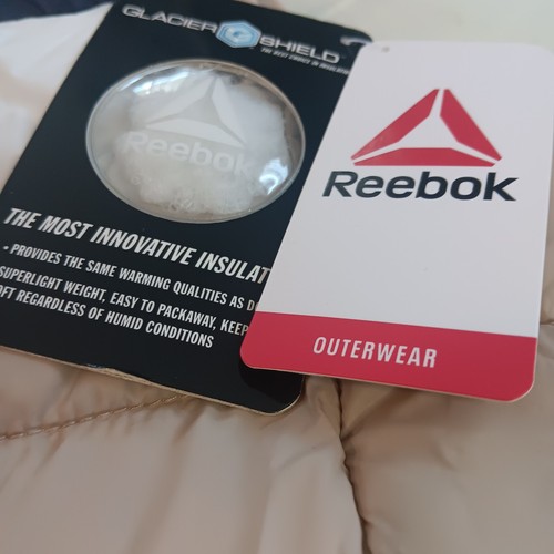 Reebok Glacier Shield Insulated Puffer Vest Tan Blue White Full Zip Mens XL NEW - Picture 2 of 3