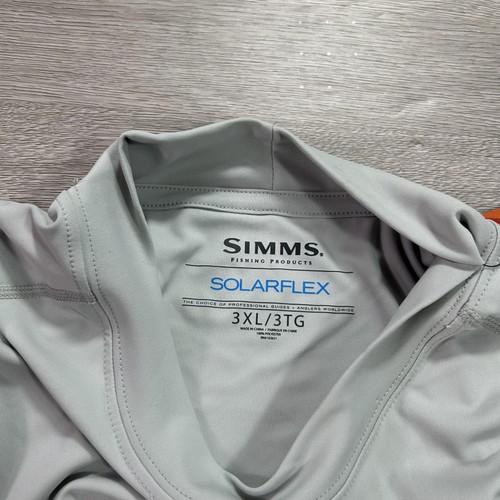 NEW Simms SolarFlex Long Sleeve Shirt Mens 3XL Sterling UPF 50 Crewneck Fishing - Picture 5 of 12
