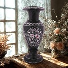 Exquisit Schwarz Marmor Vase mit Blumen Inlay – Edelstein Akzent Teile 53.3cm