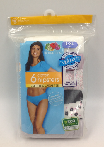 Fruit of the Loom Damen Eversoft Baumwolle Hipster Unterwäsche Höschen 6 Stück Größe 8 XL