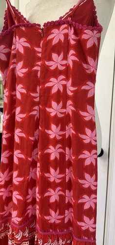 Caroline Constas rot Blumen Sommer Leinenmischung bestickt V-Ausschnitt Maxikleid XXS - Bild 11 von 23