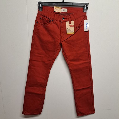 Levi's 511 Slim Fit Youth Jeans Sz 12 Reg 26x26 Auburn Red Stretch Cotton Blend - Picture 1 of 9