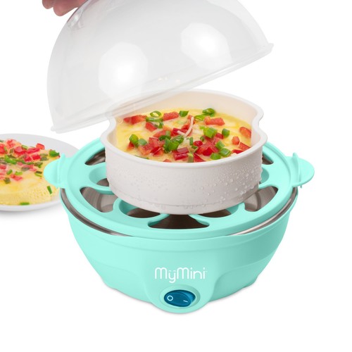 Mymini Premium 350-Watt 7-Egg Cooker for Hard, Soft Boiled Eggs, Teal - Picture 3 of 11
