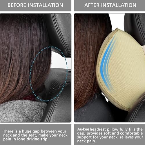 Car Neck Pillow Soft Memory Foam Leather Headrest for Driving Home Office - Picture 5 of 8