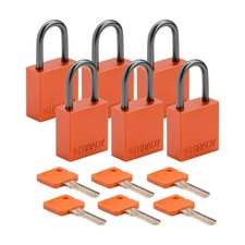 Brady CPAL-ORG-25AL-KA6 Compact Lockout Padlock Orange 1" Shkl 6 Pk. Keyed Alike