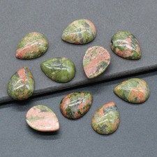 20pcs 15x20mm Natural Unakite Stone Teardrop CAB CABOCHON for DIY Jewelry Making