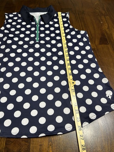 Jofit Appletini Printed Womens Sleeveless Golf Polo Size XL NWOT Navy Polka Dot - Picture 4 of 5