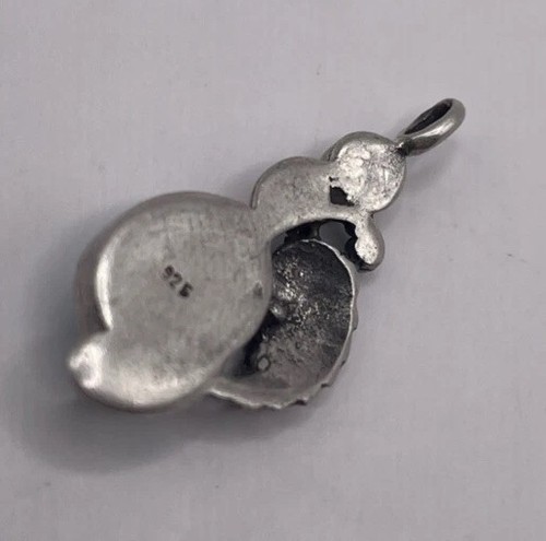 Vintage Sterling Silber 925 Türkis Stein Blatt Motiv kleiner Anhänger (1,60g) - Bild 7 von 8