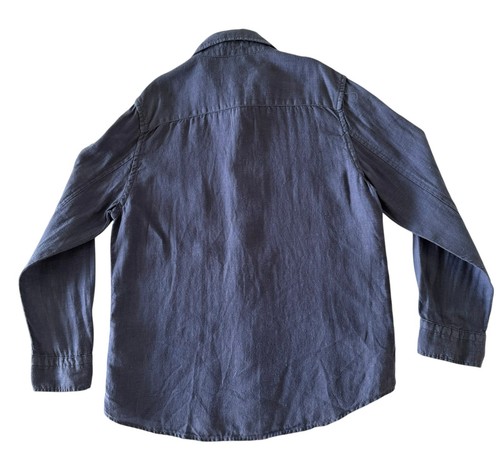 REISS Long Sleeve Linen Button-up Shirt in Steel Blue Sz 7/8 - Picture 5 of 6