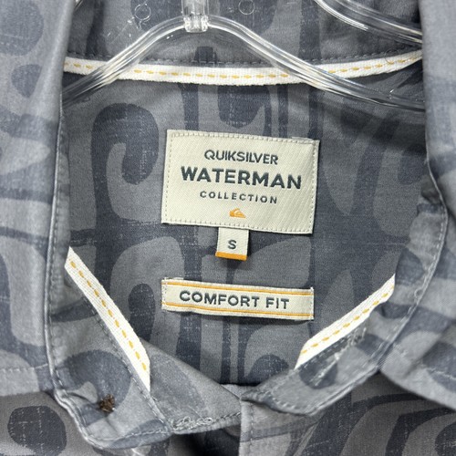 Quicksilver Waterman Shirt Mens Small Gray Hawaiian Tropical Aztec Tribal NEW - Picture 3 of 8