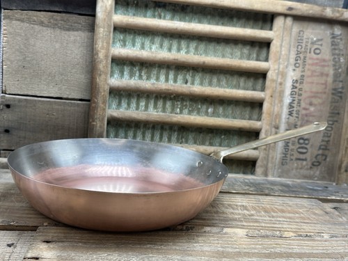 DEAWOO COPPER 10.5" PAN 8" Brass Handle Skillet Frying Pan Made in Korea Vintage - Picture 2 of 10