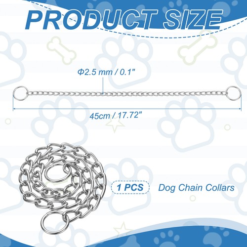 Collar de estrangulador para perros, cadena de estrangulador para perros eslabón deslizante de metal 17,7 pulgadas 2,5 mm (plateado) - Imagen 2 de 7