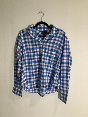 J. CREW Classic Fit Button Down Blue Plaid Casual Shirt Women's Size 14 NWT - Picture 7 of 10