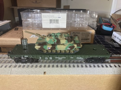 Menards 279-3349/ MTW US ARMY Flatcar with ARMY Tank "O" GAUGE, NEW, NICE!! - Picture 2 of 5