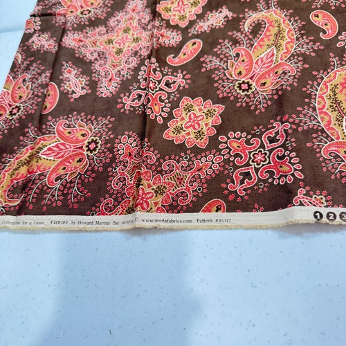 moda quilting fabric cotton red brown paisley floral 46112 howard marcus 44x37 - Picture 5 of 11