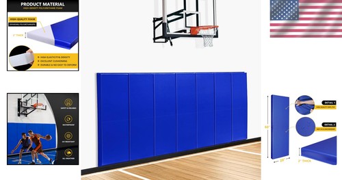 High-Density 2" Wall Padding for Basketball Courts - Safety Wall Protector - Picture 2 of 9