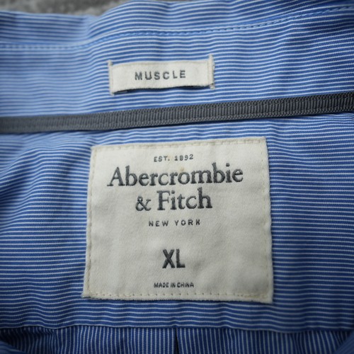 Abercrombie & Fitch Hemd Button Down Herren Muskel Langarm blau gestreift XL - Bild 3 von 10