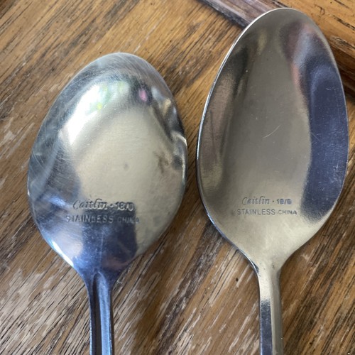 2 Caitlin spoons Fan Art Deco Design 18/0 Stainless Stamped - Picture 4 of 10