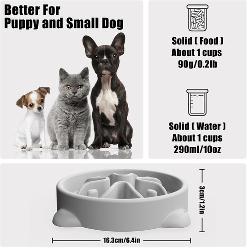 Kleiner Hund Slow Feedernapf grau 1 Tasse Anti-Erstickung Puzzle gesunde Ernährung - Bild 4 von 9
