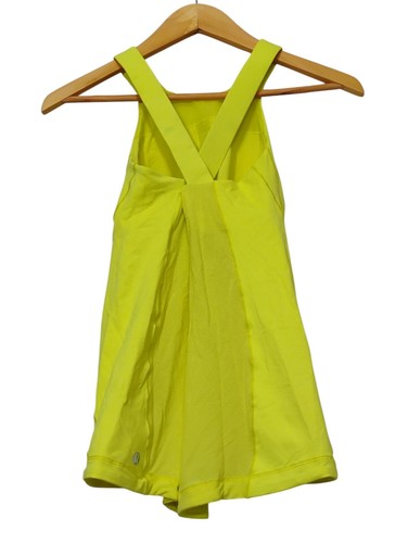 Women Lululemon Solid Neon Green Built-In Bra Top Tennis Workout Sleeveless 4 - Picture 2 of 5