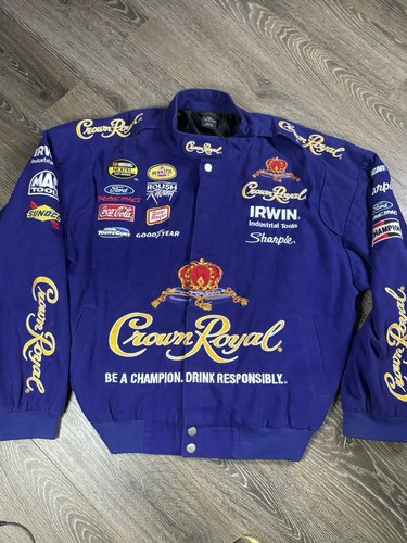 RARE Crown Royal NASCAR Racing Jacket High Quality Mens Size 2XL Purple Ford - Picture 1 of 12