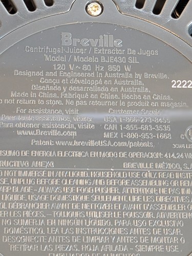 *Motor Base Only* Breville BJE430 The Juice Fountain Cold Stainless Steel Juicer - Picture 11 of 11