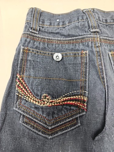 Chams Demin Boys Embroidered Baggy Wide Leg Jeans Sz 8 22x23 - Picture 10 of 14