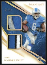 2020 Panini Immaculate Dual Patch Gold 1/10 D'Andre Swift Rookie #DJ8 JM9