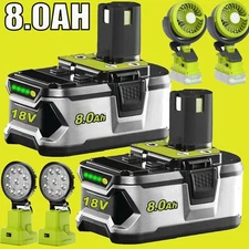 1-4X 8.0Ah 18 Volt For RYOBI P108 18V One+Plus High Capacity Lithium-Ion Battery
