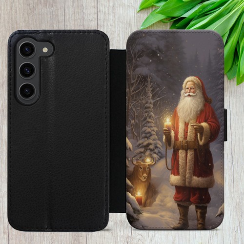 CHRISTMAS SANTA FLIP CASE FOR IPHONE SAMSUNG GOOGLE VINTAGE WALLET PHONE COVER - Picture 14 of 38