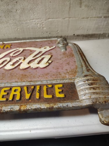 Coca-Cola Vintage Cast Iron Bench Sign Fountain Service Collectible - Picture 23 of 23