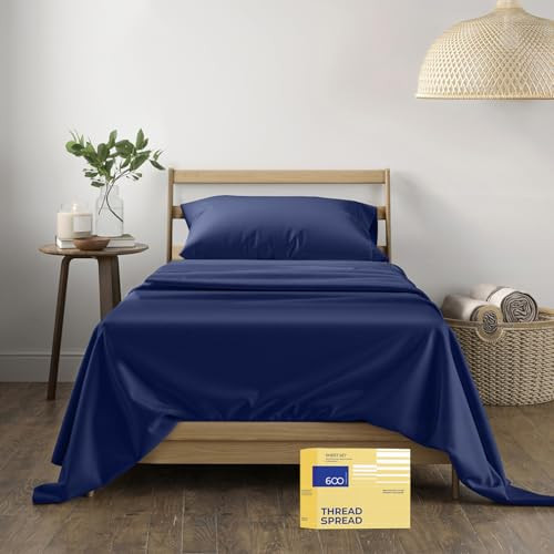 100% Egyptian Cotton Twin Sheets - 600 Thread Count, 3 PC Deep Pocket, Soft, - Picture 2 of 7