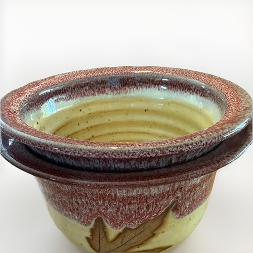 Robert Alewine Pottery Drip Glaze Leaf 6x4 Bowls Set Of 2 2013 - Picture 7 of 7