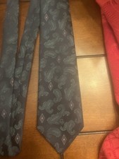 Vintage Christian Dior Monsieur Men  s Blue Paisley Bandana Polyester Silk Tie