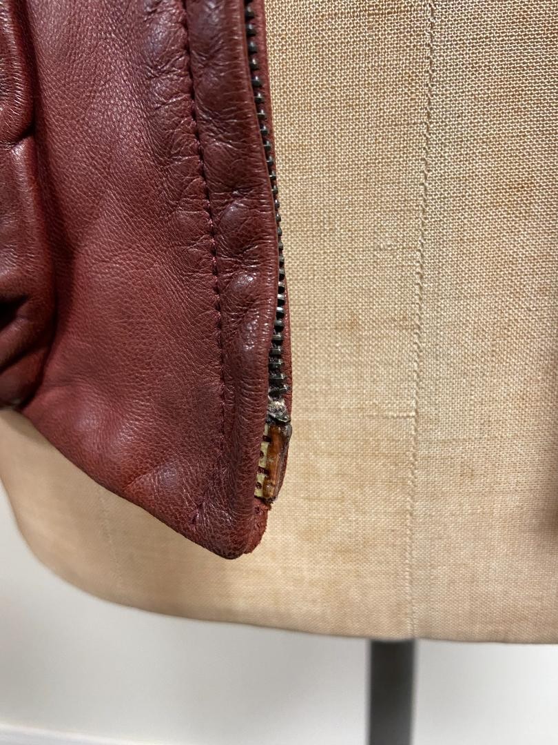 Giacca blazer Yves Saint Laurent Rive Gauche in pelle marrone