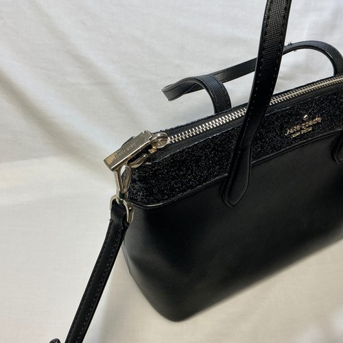 Kate Spade New York Black Glitter Top Handle Satchel Crossbody Bag Purse - Picture 11 of 11