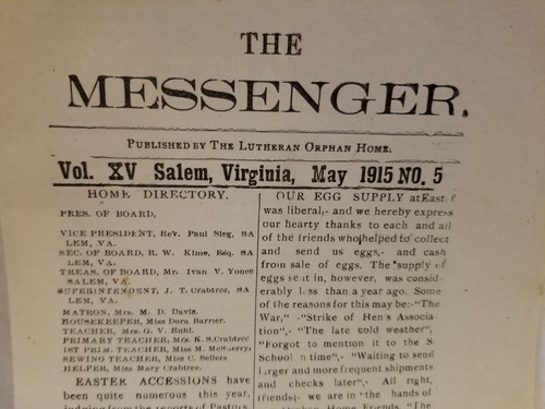 Der Bote 1915 Salem VA Lutherisches Waisenhaus Monatsbrief Band XV Nr. 5 - Bild 2 von 5