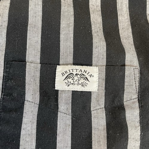 Camisa De Colección Brittania Puntada Única Abotonada Negra y Gris a Rayas - Para Hombre Mediana - Imagen 4 de 9