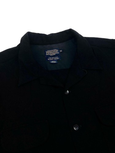 Pendleton Board Shirt Size XXL Men's 100 % Virgin Wool Solid Black Chest Pockets - Picture 6 of 10
