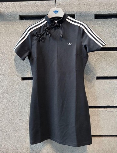 Adidas Originals KB6409 Nero Cheongsam T-Shirt Abito XS Stile Cinese Limitato - Foto 3 di 6