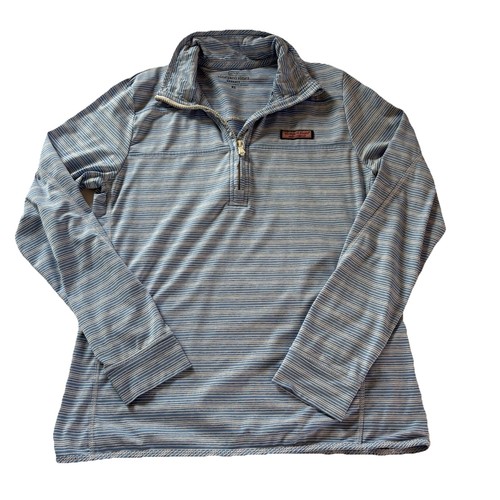 Vineyard Vines Women’s Size XS Blue & White Striped Sankaty Shep Shirt 1/4 Zip - Picture 6 of 14