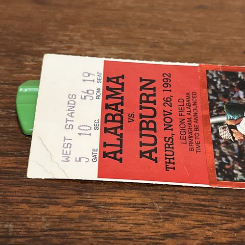 1992 Auburn Vs Alabama Football Ticket Stub 11/26/1992 Legion Field - Fair Shape - Picture 9 of 12