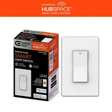 15 Amp Single-Pole White Smart Light Switch with Wi-Fi and Bluetooth Technology