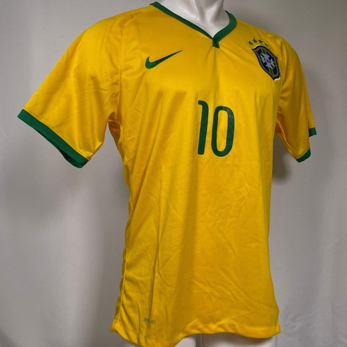 Neymar Jr #10 Brasilien Fußball Nike 2014-15 Gold Heim Stadion Trikot Herren XL Neu mit Etikett - Bild 16 von 21