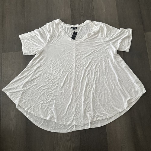 Lane Bryant Damen Top Übergröße 26/28 Swing Collection Kurzarm Weiß Neu mit Etikett