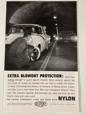 1959 DuPont Tire Print Ad Nylon Cord Extra Dangerous Blowout Lasting Strength