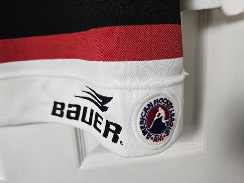 Maglia vintage Bauer Pro Albany River Rats Steve Potvin gioco usata indossata AHL taglia 52 - Foto 6 di 7